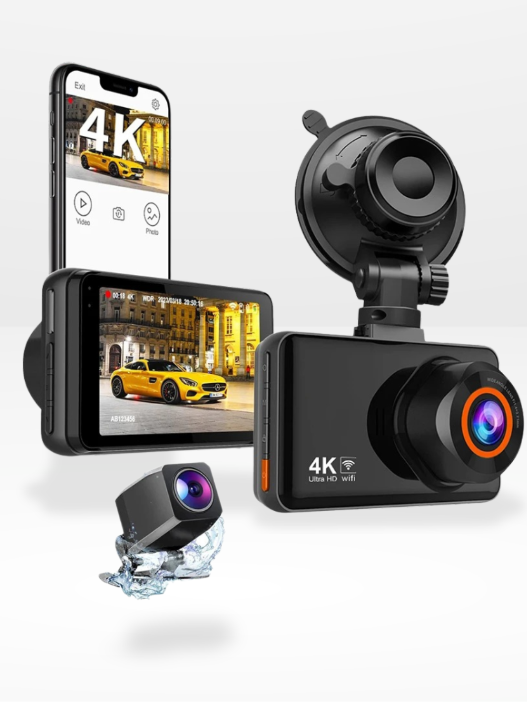 4K Car Dash Cam with Night Vision, Wireless Connectivity & 24-Hour Surveillance