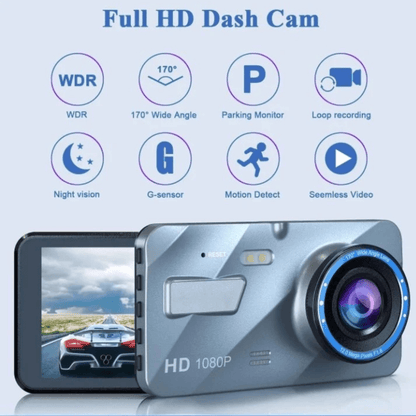 Car Dash Cam with Night Vision – Front and Rear Recording
