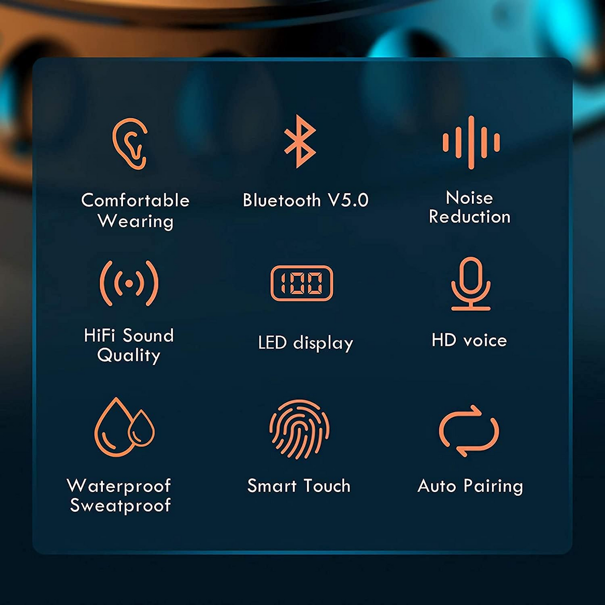 Wireless Earbuds with Noise Cancelling Feature and 25 Hours Battery Life