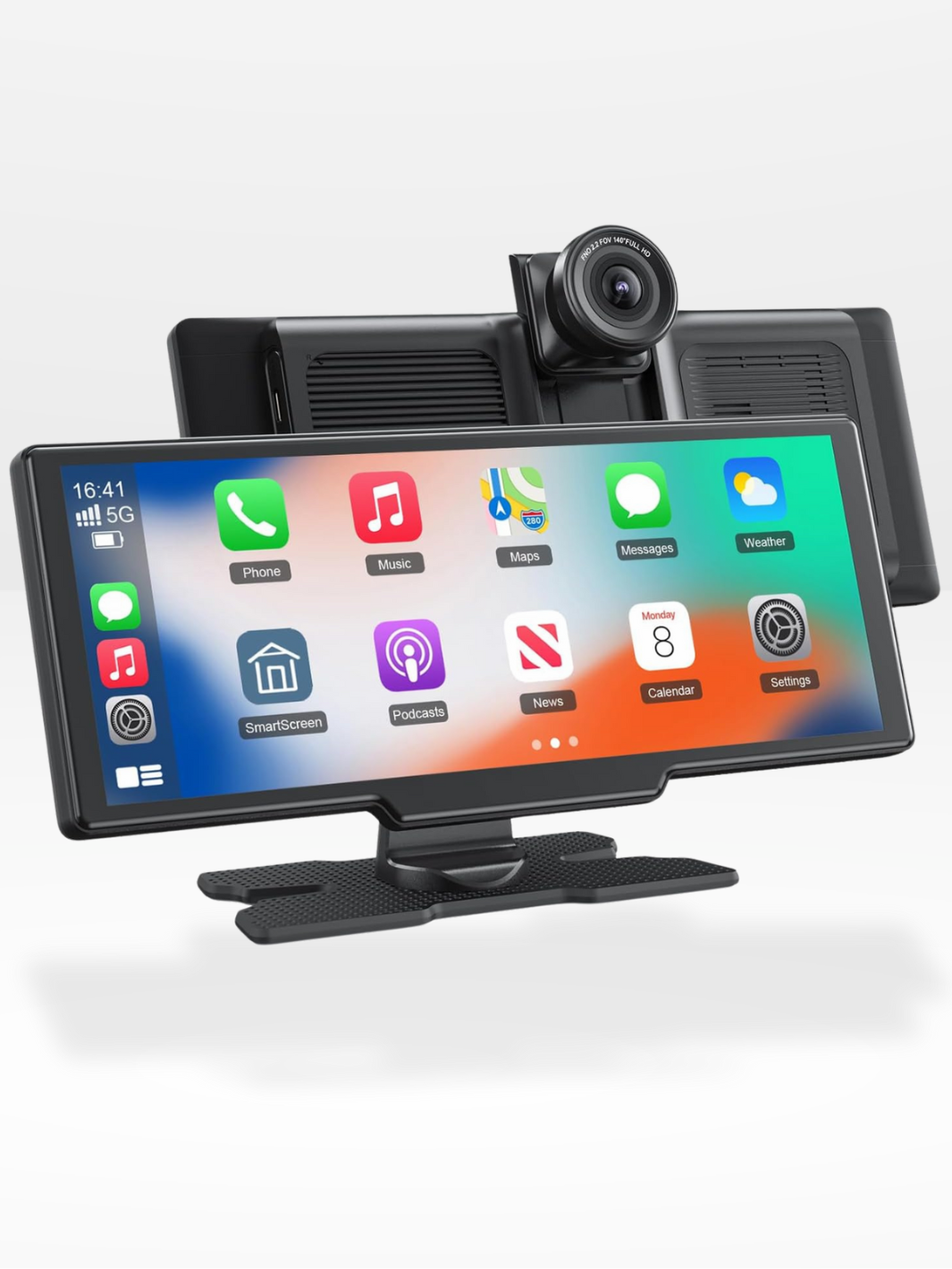 Wireless CarPlay Display with Integrated 4K Dash Camera
