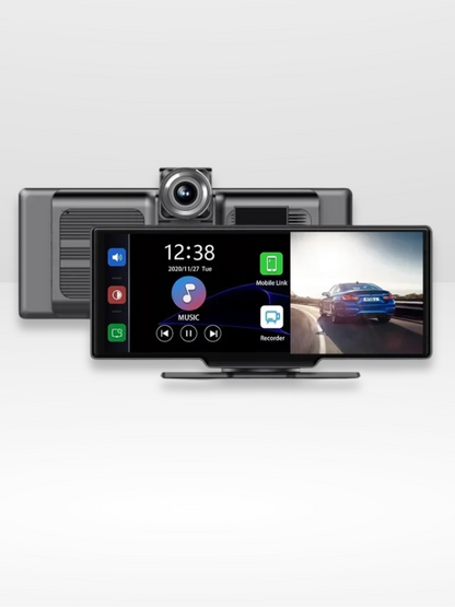 Wireless CarPlay Display with Integrated 4K Dash Camera