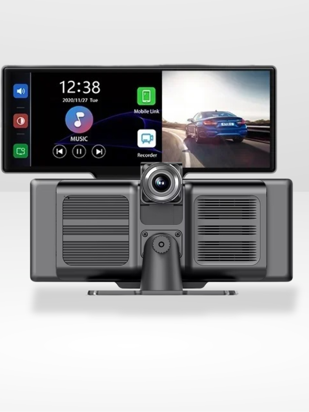 Wireless CarPlay Display with Integrated 4K Dash Camera