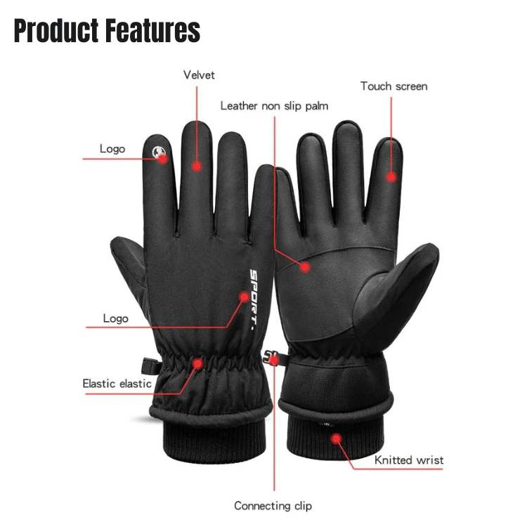 Waterproof Ski Gloves with Touchscreen and 3M Insulation