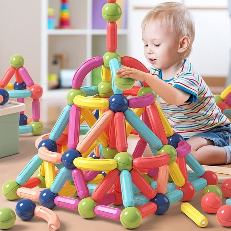 Magnetic Construction Kit for Developing Creativity and Motor Skills