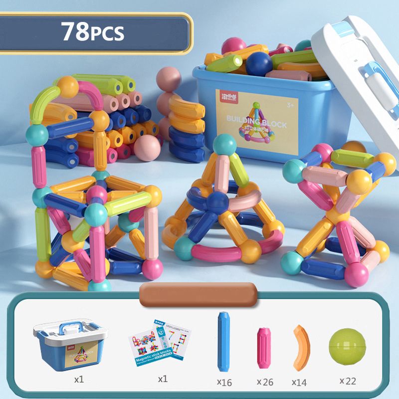 Magnetic Construction Kit for Developing Creativity and Motor Skills