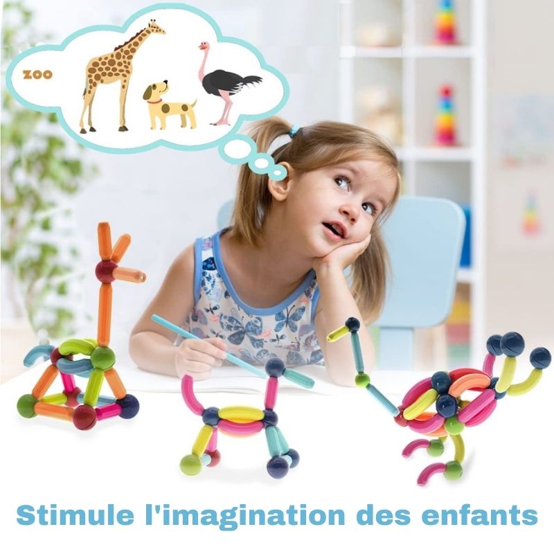 Magnetic Construction Kit for Developing Creativity and Motor Skills