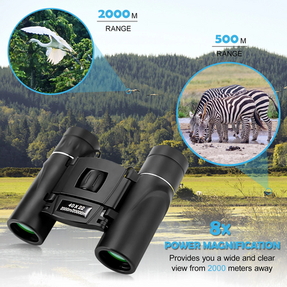 High-Definition 8x Compact Binoculars with Clear Lenses