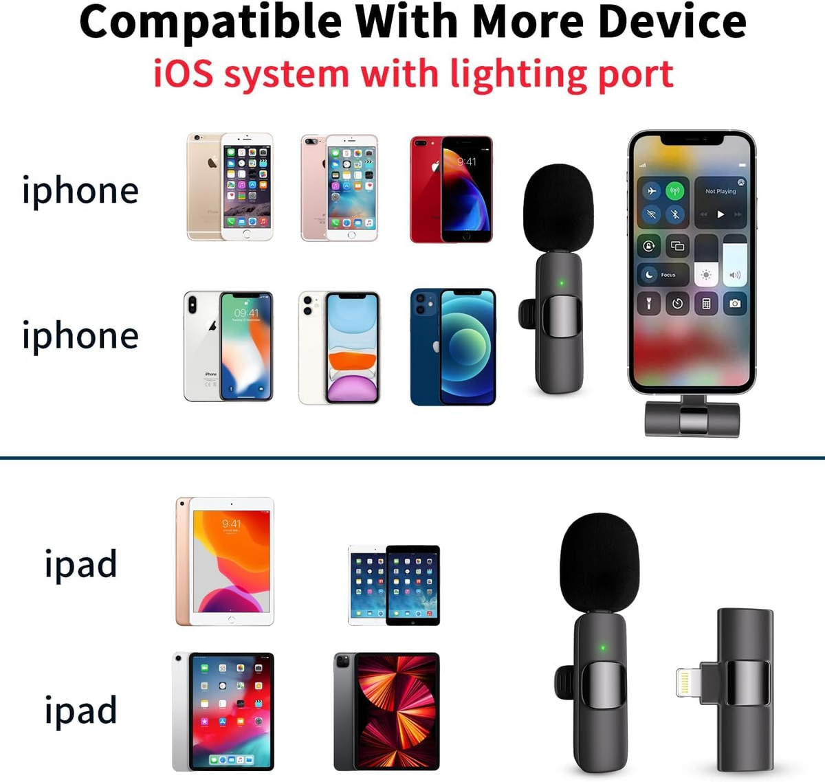 Wireless Lavalier Microphone for Clear Audio Recording with iPhone