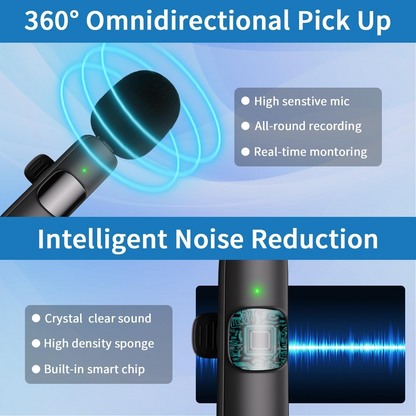 Wireless Lavalier Microphone for Clear Audio Recording with iPhone