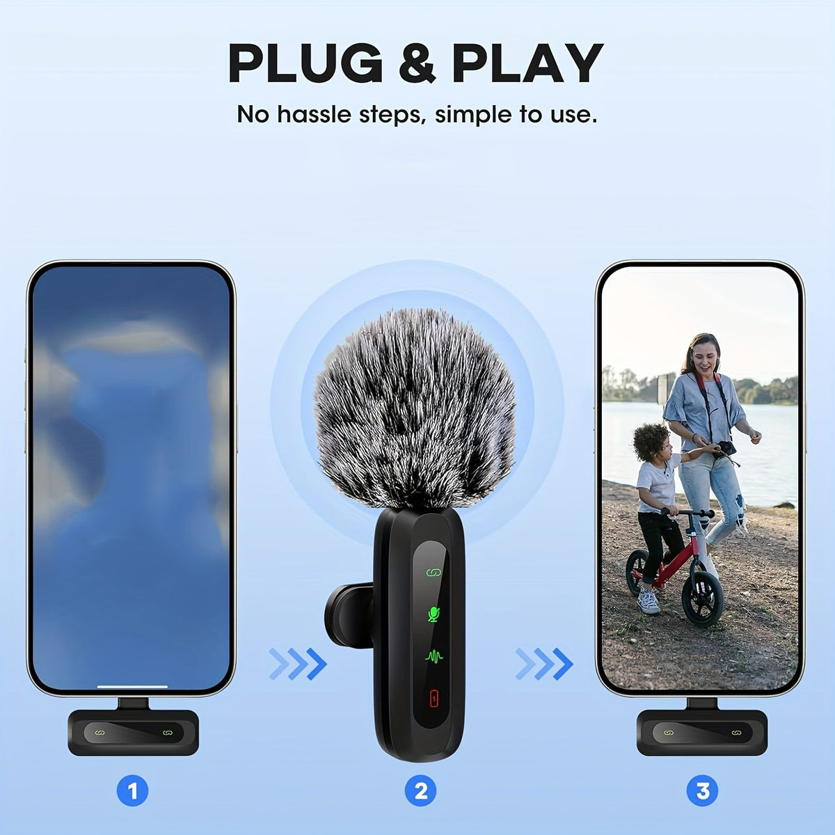 Wireless Lavalier Microphone with USB-C for Stable, Clear Audio