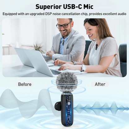 Wireless Lavalier Microphone with USB-C for Stable, Clear Audio