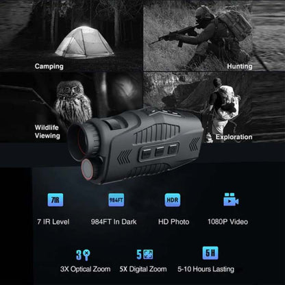 Night Vision Monocular with 5x Digital Zoom and 850 nm IR