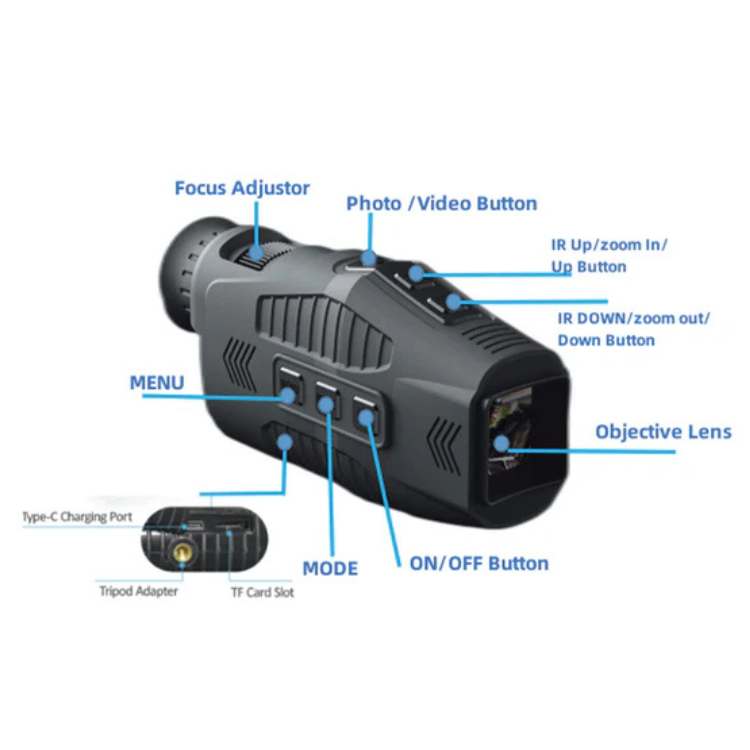 Night Vision Monocular with 5x Digital Zoom and 850 nm IR