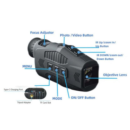 Night Vision Monocular with 5x Digital Zoom and 850 nm IR