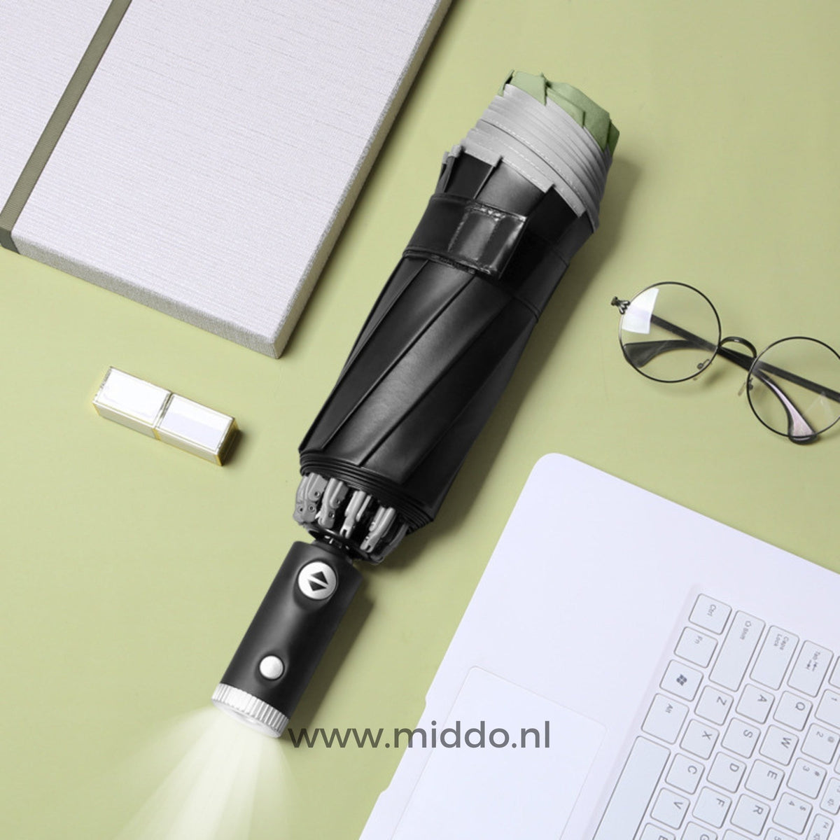 Automatic Windproof Umbrella Featuring Reflective Trim