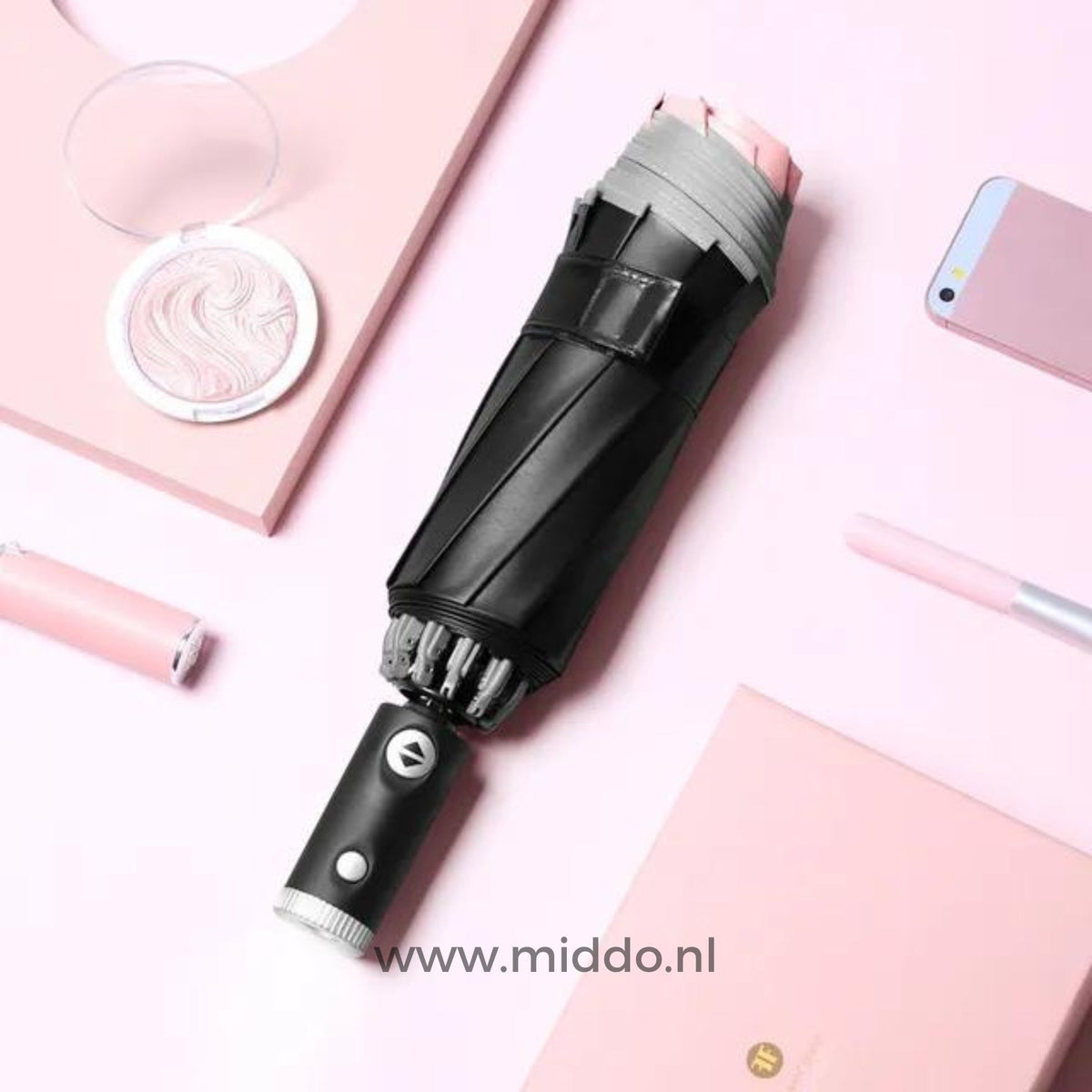 Automatic Windproof Umbrella Featuring Reflective Trim