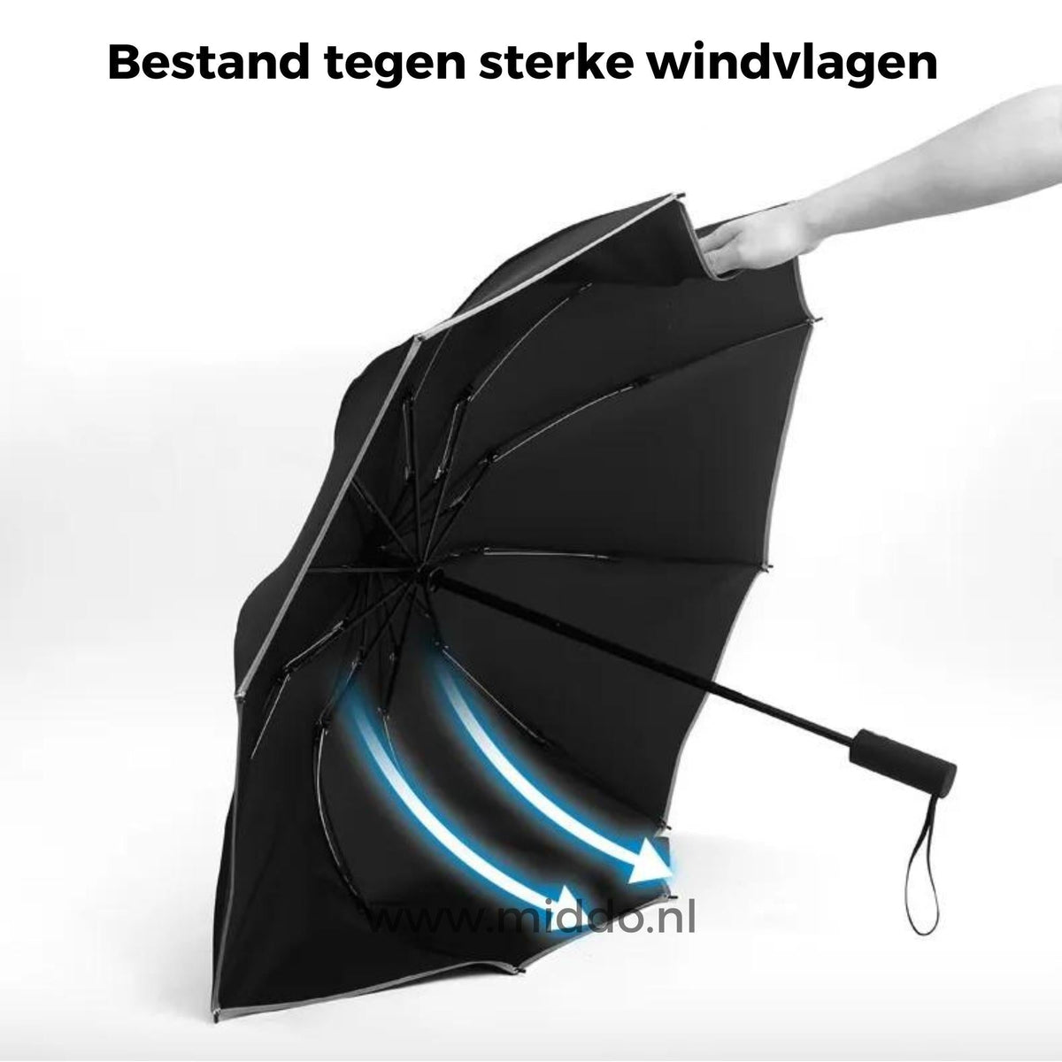 Automatic Windproof Umbrella Featuring Reflective Trim