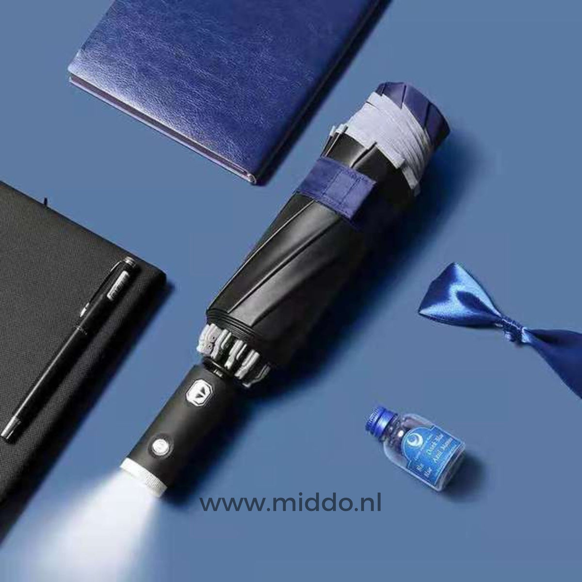 Automatic Windproof Umbrella Featuring Reflective Trim