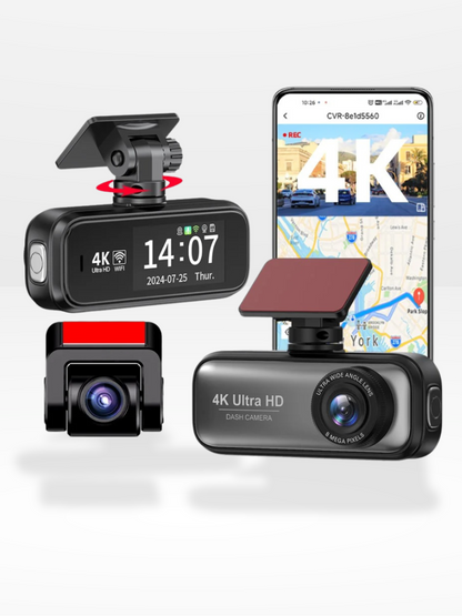 4K Front and Rear Dash Camera with Integrated GPS