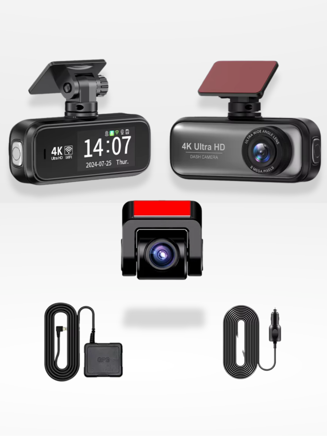 4K Front and Rear Dash Camera with Integrated GPS