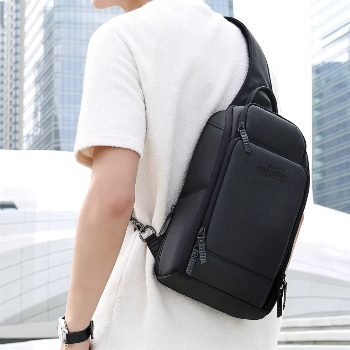 Waterproof Shoulder Bag with Anti-theft Features and Hidden USB Port