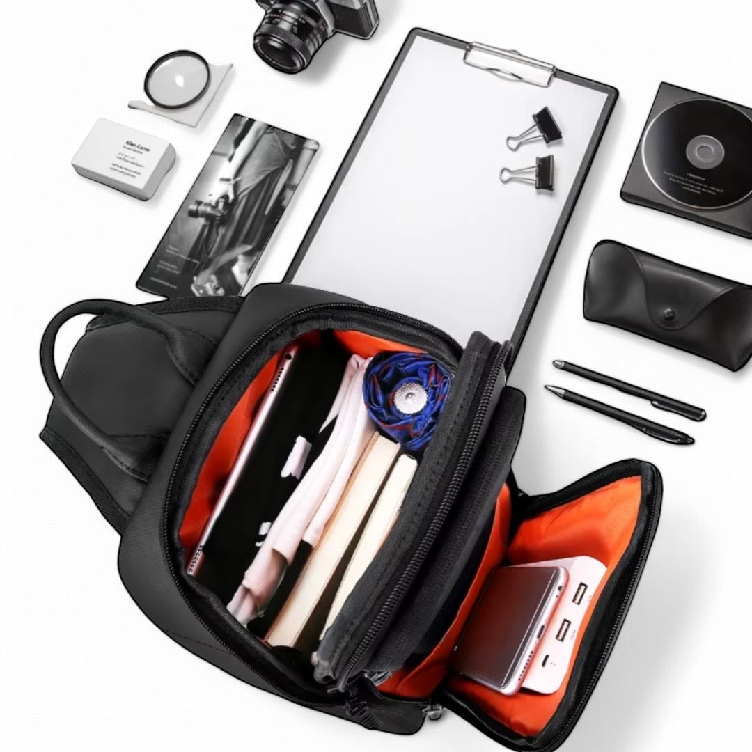 Waterproof Shoulder Bag with Anti-theft Features and Hidden USB Port