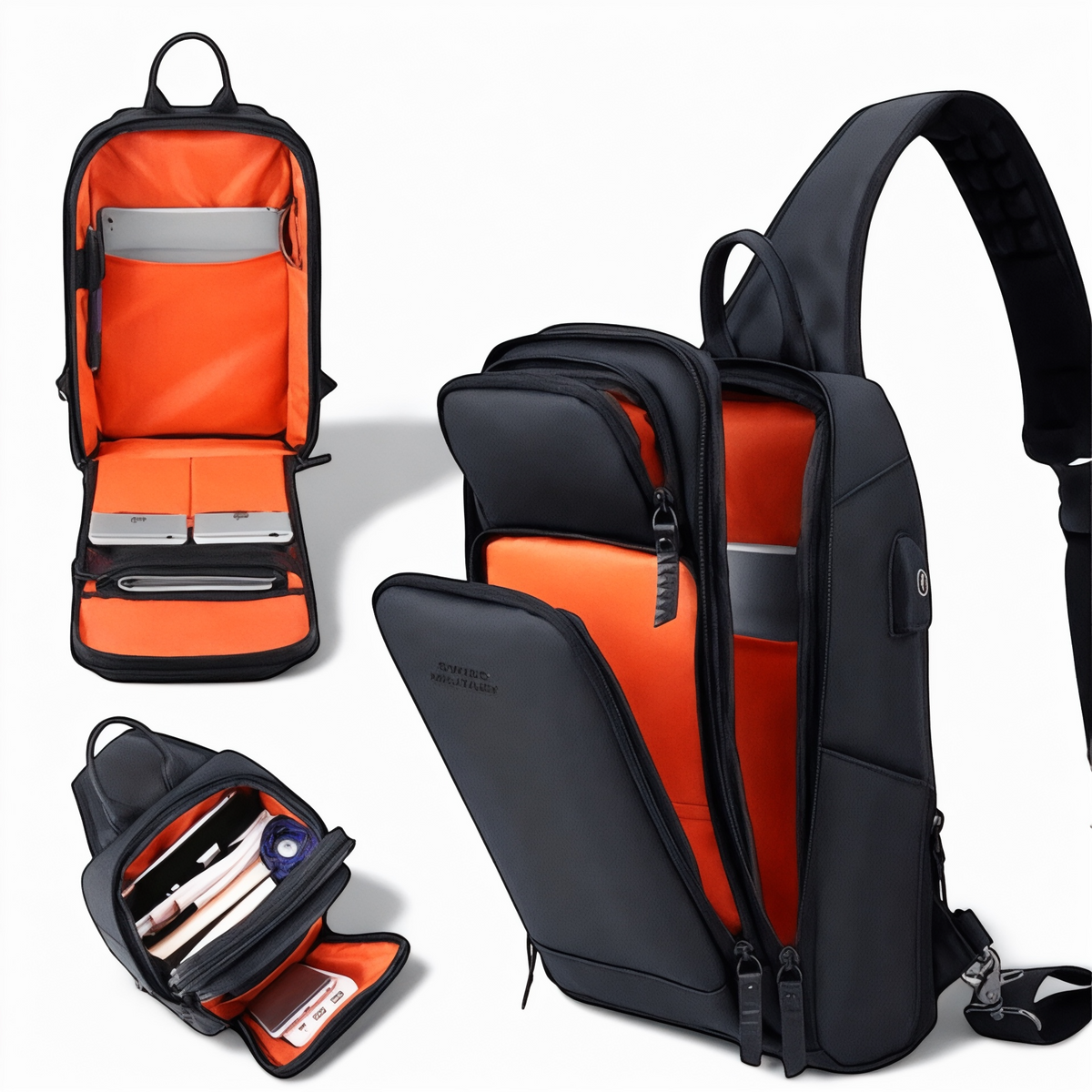 Waterproof Shoulder Bag with Anti-theft Features and Hidden USB Port