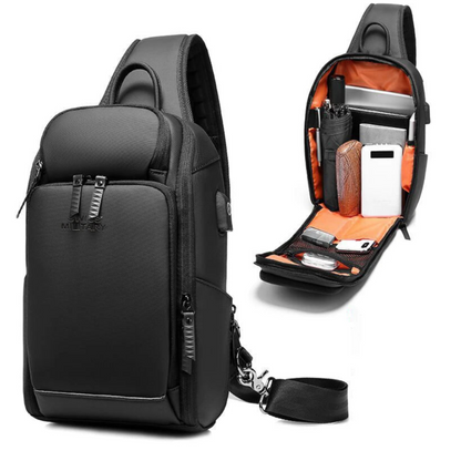 Waterproof Shoulder Bag with Anti-theft Features and Hidden USB Port