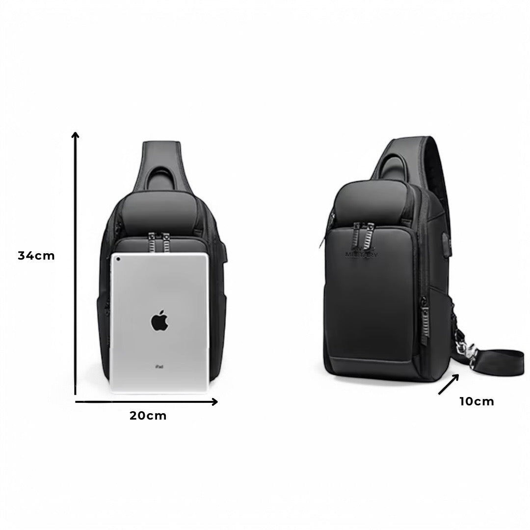 Waterproof Shoulder Bag with Anti-theft Features and Hidden USB Port