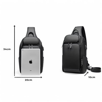 Waterproof Shoulder Bag with Anti-theft Features and Hidden USB Port