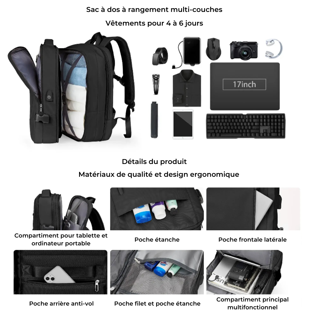 40L Waterproof Backpack for Travel – Unisex Design