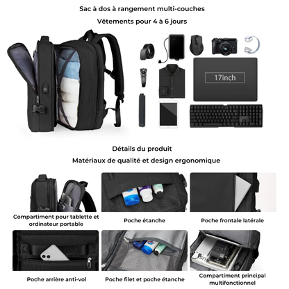 40L Waterproof Backpack for Travel – Unisex Design