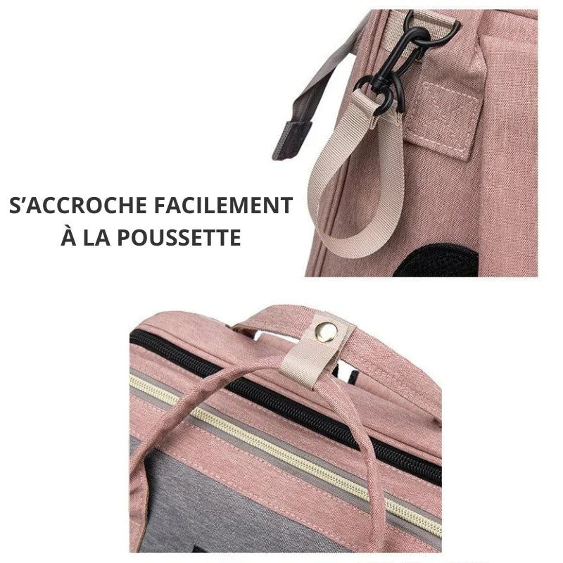 3-in-1 Baby Diaper Bag with Built-in Crib