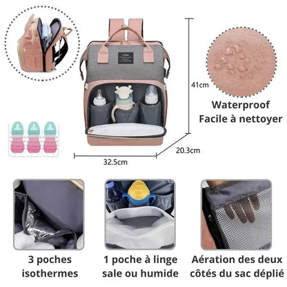 3-in-1 Baby Diaper Bag with Built-in Crib