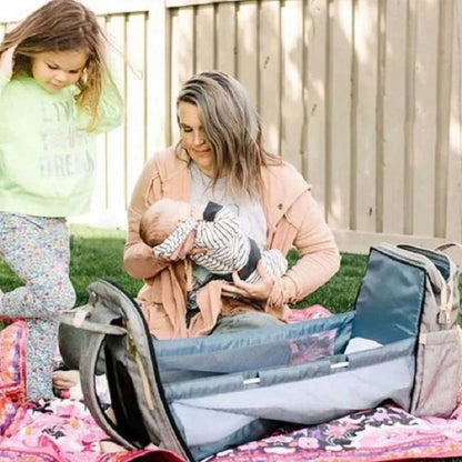 3-in-1 Baby Diaper Bag with Built-in Crib