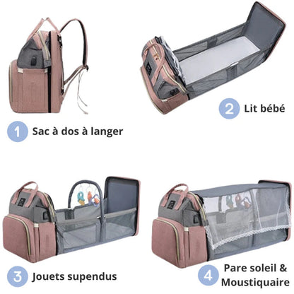 3-in-1 Baby Diaper Bag with Built-in Crib