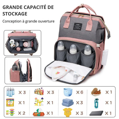 3-in-1 Baby Diaper Bag with Built-in Crib