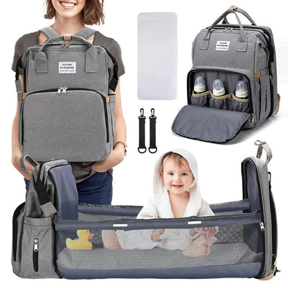 3-in-1 Diaper Backpack with Baby Crib and Spacious Storage