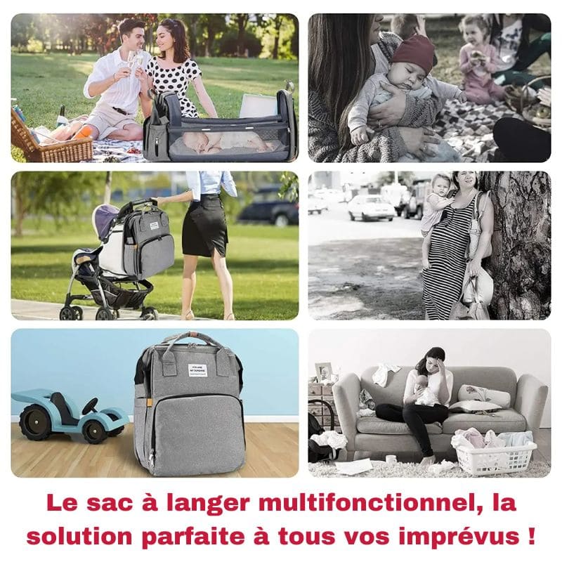 3-in-1 Diaper Backpack with Baby Crib and Spacious Storage