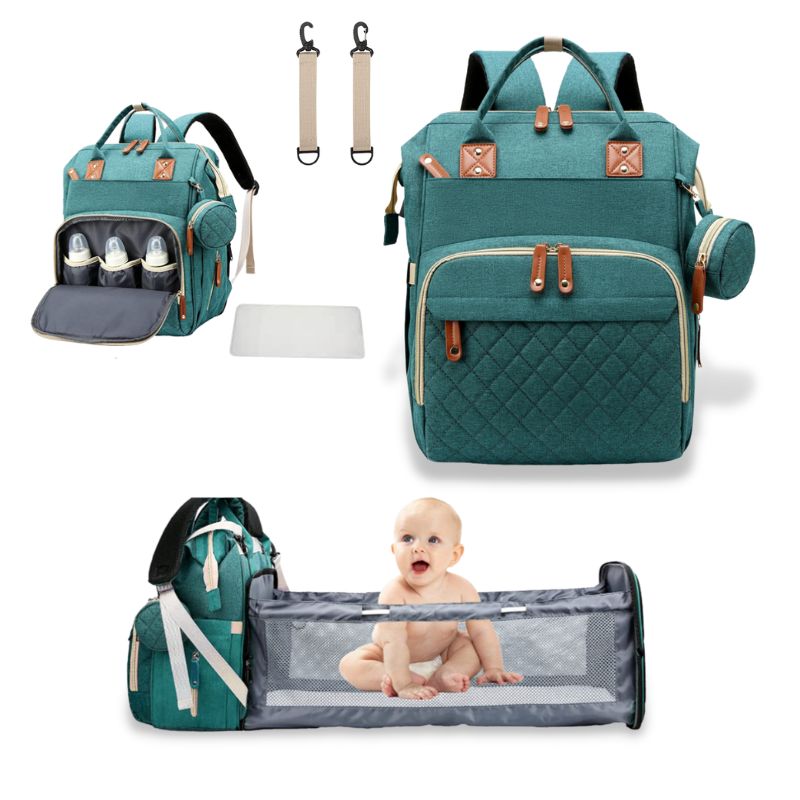 3-in-1 Diaper Backpack with Portable Baby Crib