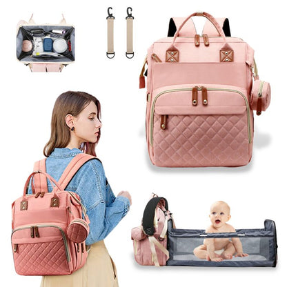 3-in-1 Diaper Backpack with Portable Baby Crib