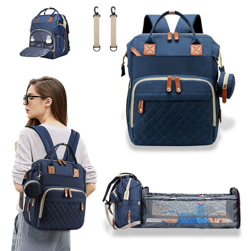 3-in-1 Diaper Backpack with Portable Baby Crib