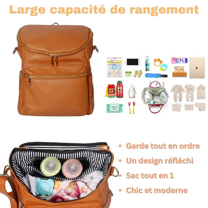 Stylish Waterproof PU Leather Diaper Bag - Roomy and Functional