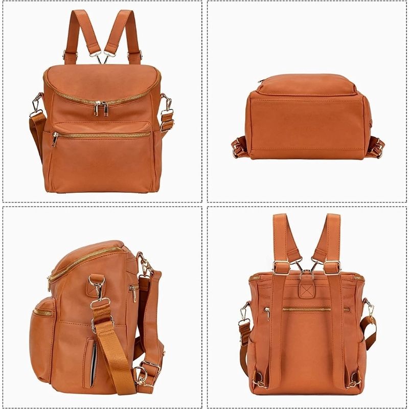 Stylish Waterproof PU Leather Diaper Bag - Roomy and Functional