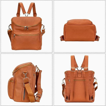 Stylish Waterproof PU Leather Diaper Bag - Roomy and Functional