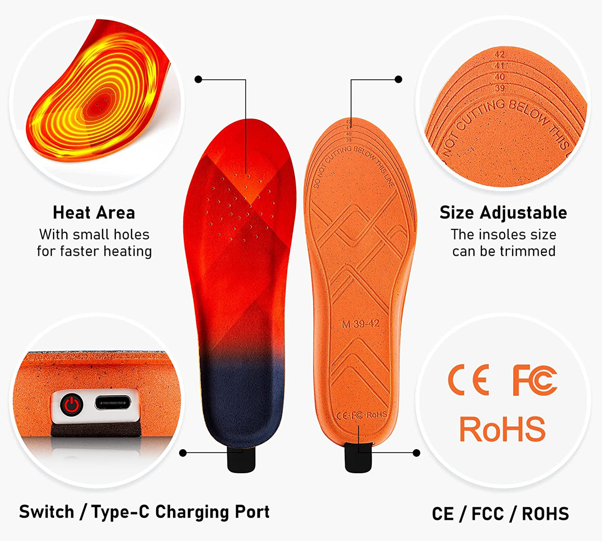 Wireless Rechargeable Heated Foot Insoles