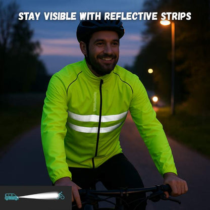 Waterproof Jacket with Wind Resistance and Reflective Accents