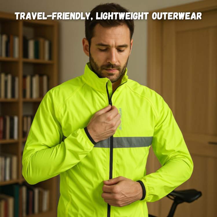 Waterproof Jacket with Wind Resistance and Reflective Accents