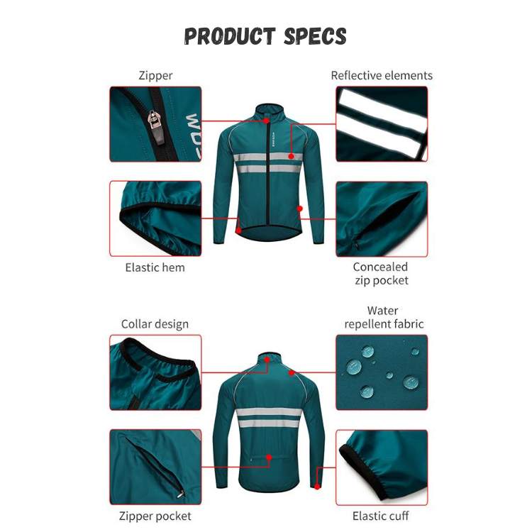 Waterproof Jacket with Wind Resistance and Reflective Accents