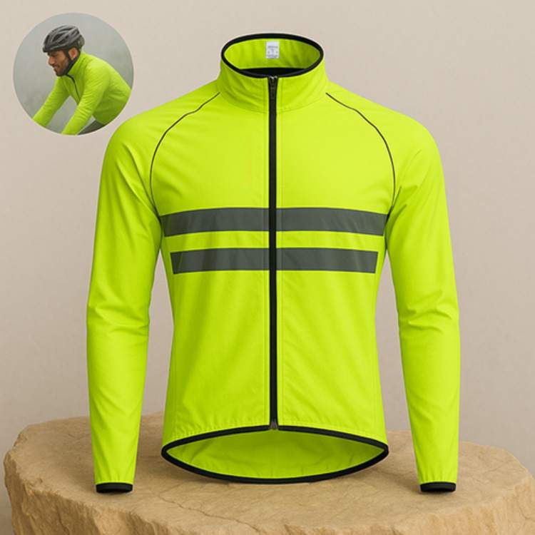 Waterproof Jacket with Wind Resistance and Reflective Accents